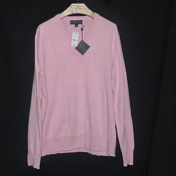 NWT - Brooks Brothers Supima Cotton V-Neck Sweater - Pink - Sz M* - Picture 1 of 3